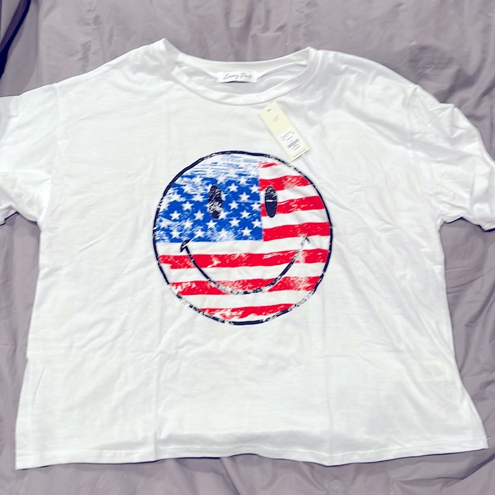 American Flag Graphic Smily Tee
